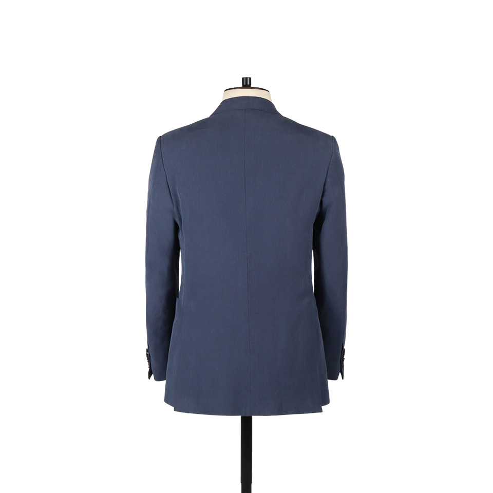 Double Breasted Suit in Mid Blue Linen