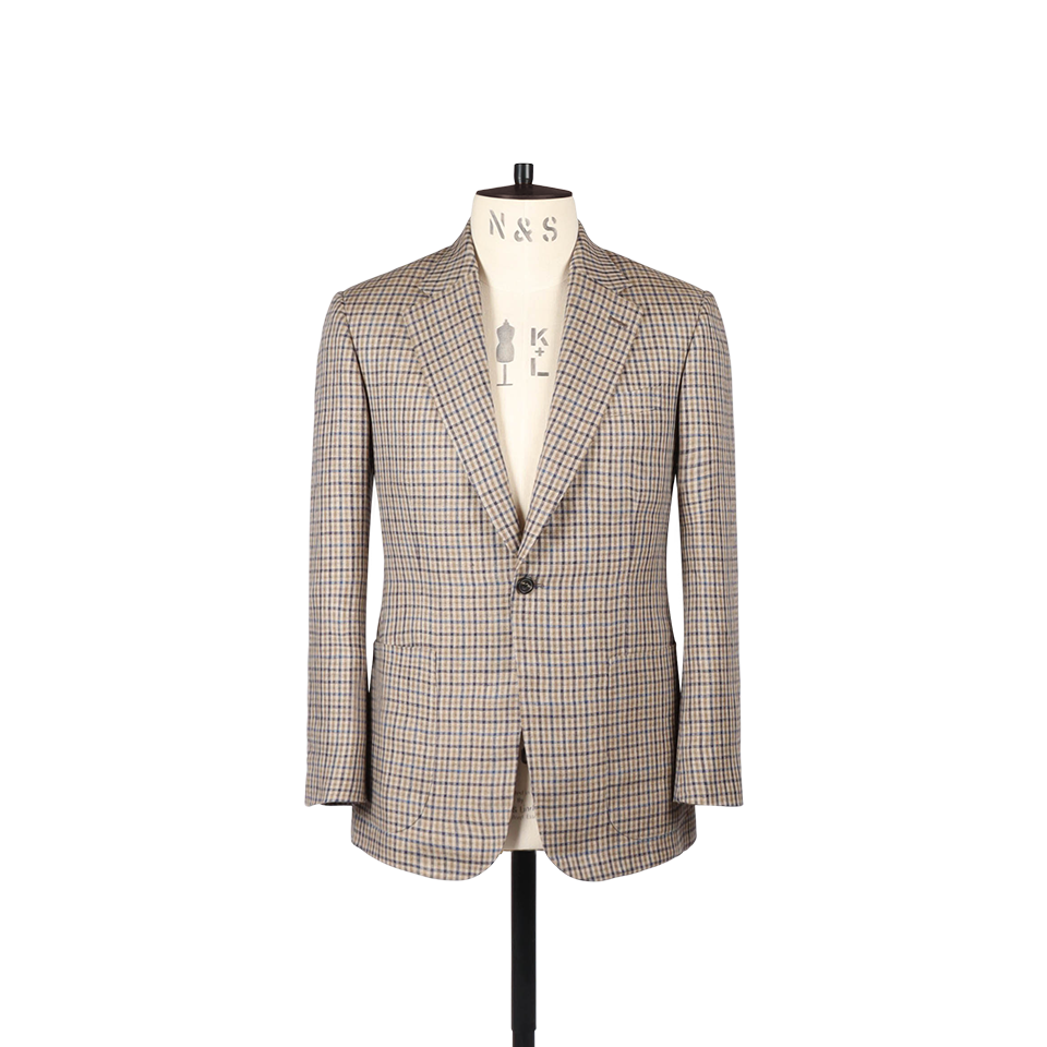 Notch Lapel Jacket in Gunclub Check Linen