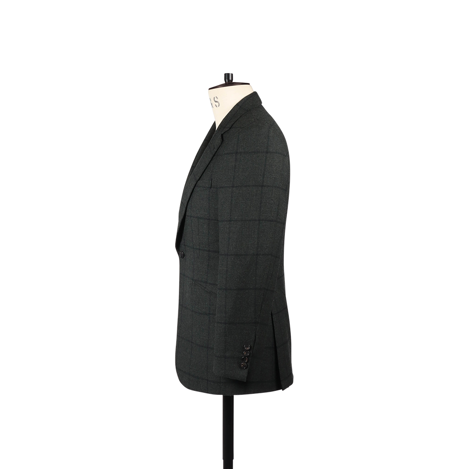 Notch Lapel Jacket in Green Cashmere Mix