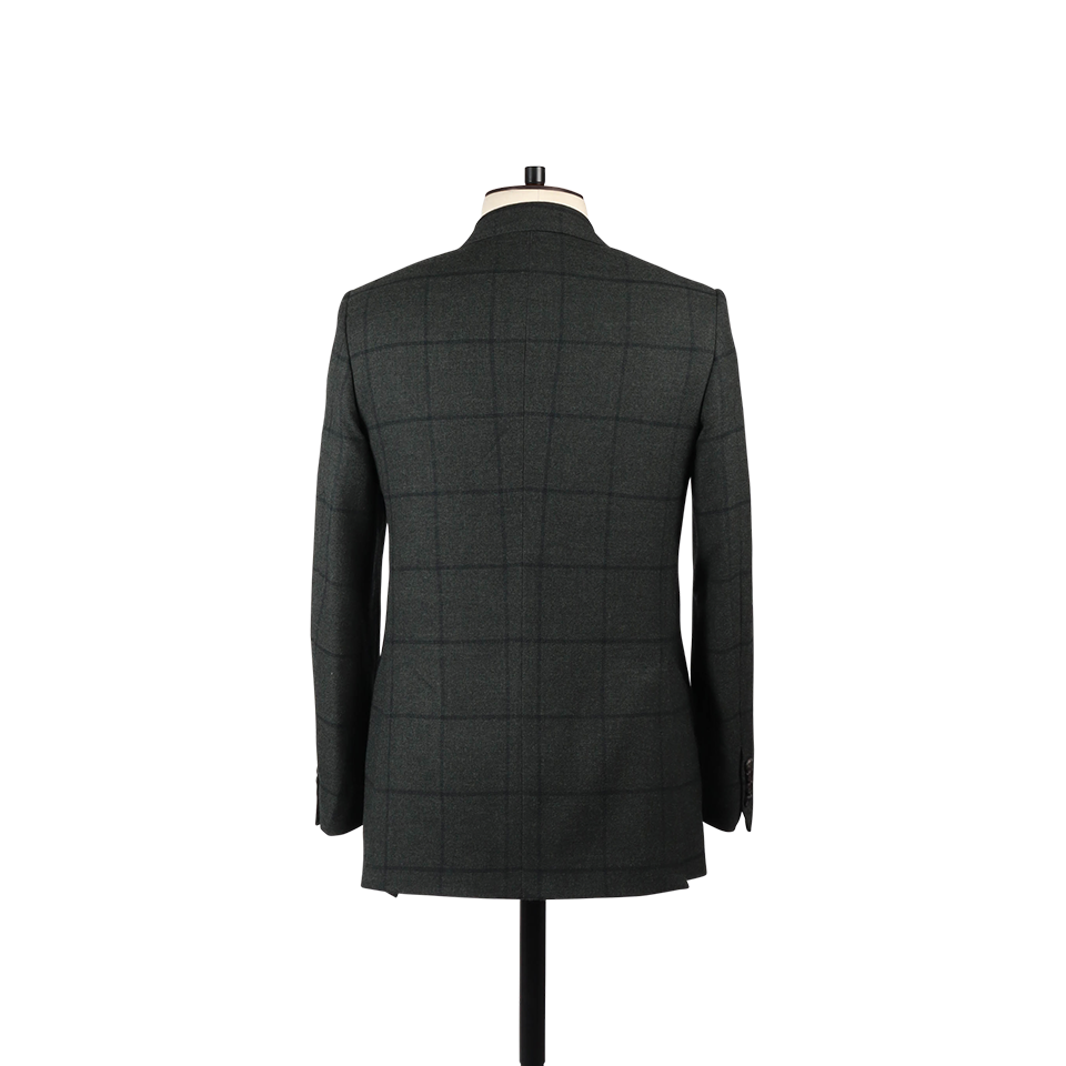 Notch Lapel Jacket in Green Check Wool