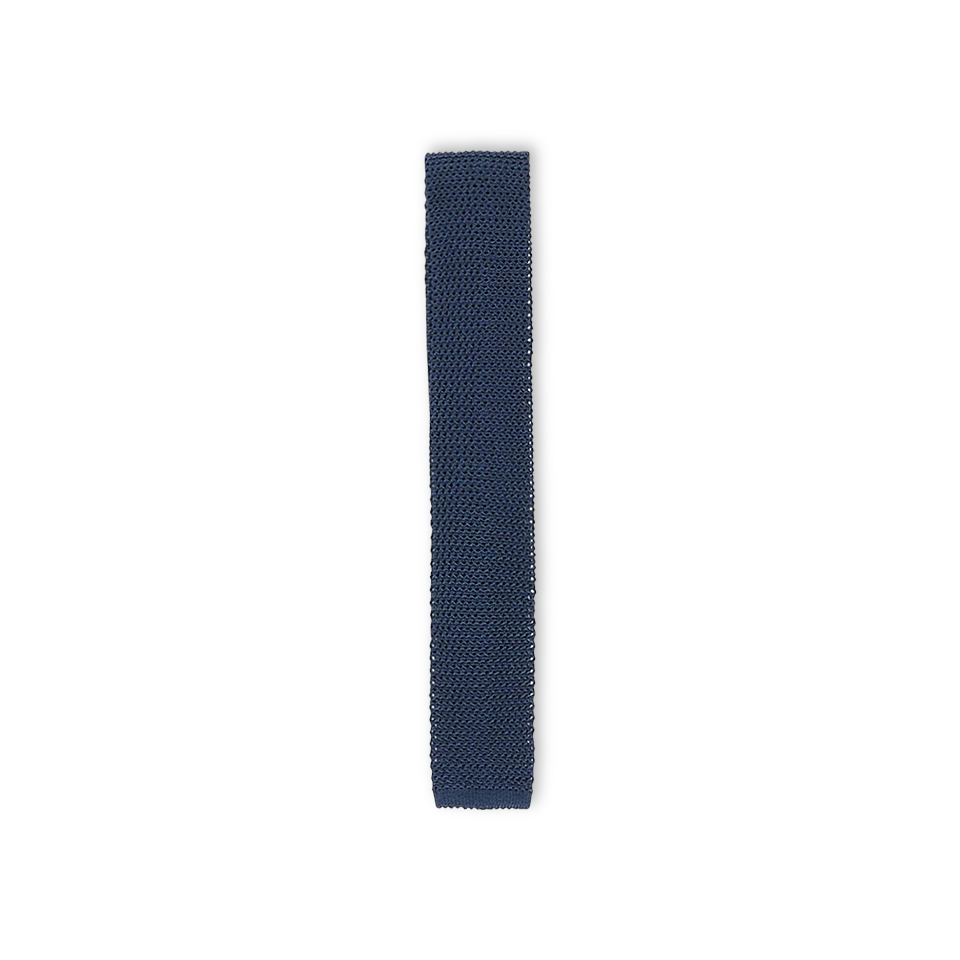 Silk Knitted Tie in Navy Blue