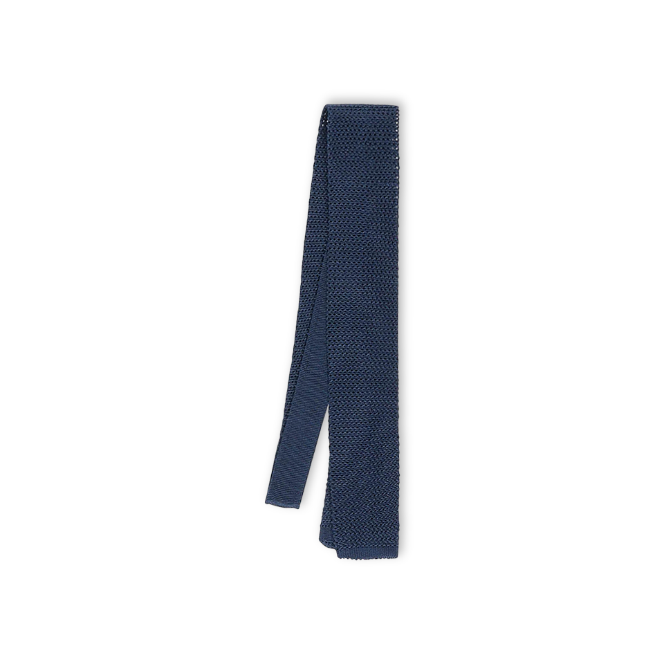 Silk Knitted Tie in Navy Blue