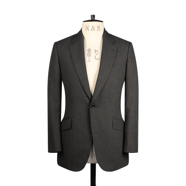 Notch Lapel Suit in Mid Grey Wool